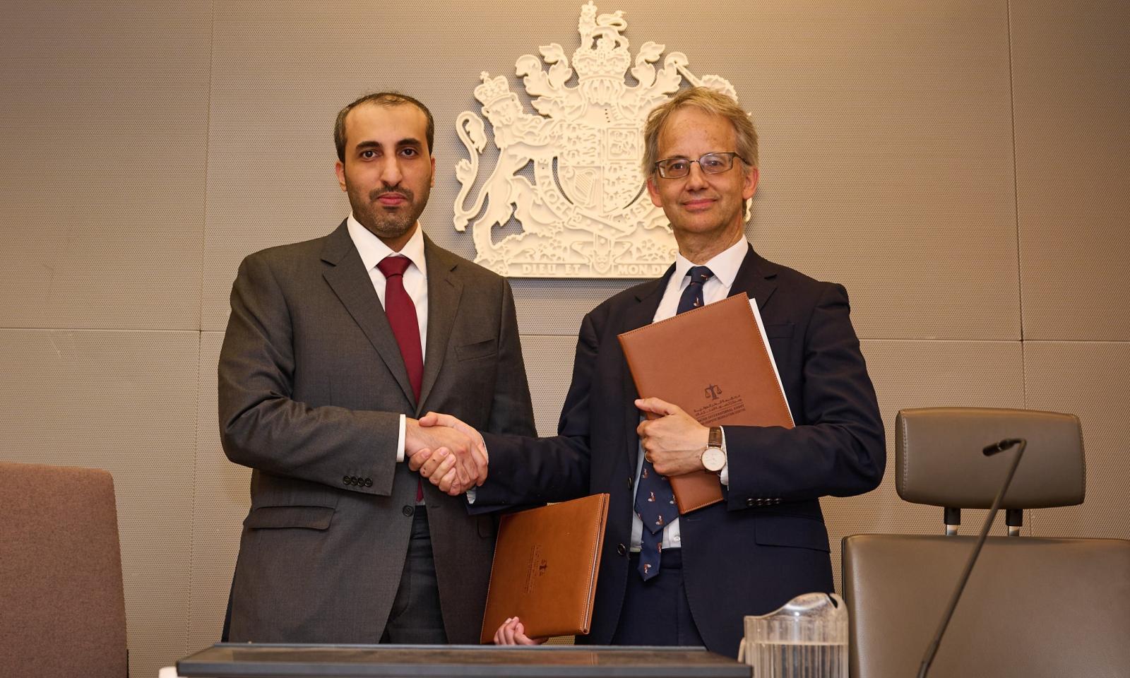 Faisal Al Sahouti, QICDRC CEO, signs MOG with the Commercial Court of England and Wales